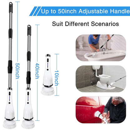 Multi-Functional Electric Spin Scrubber, 8 in 1 Cordless Cleaning Brush, 2 Adjustable Power Cleaning Brush with 8 Brush Heads and Adjustable Handle