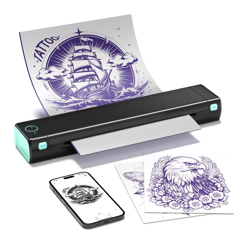 Christmas and Halloween Gift, Phomemo M08F Wireless Tattoo Transfer Stencil Printer, Thermal Copier Machine with 10Pcs Free Transfer Paper, Tattoo Printer Kit for Tattoo Artists & Beginners, Compatible with Smartphone & Pc