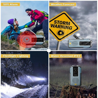 Durable Emergency Hand Crank Radio with 3Leds Flashlight for Summer Gift, AM/FM Portable Weather Radio with 2000Mah Power Bank Phone Charging & SOS Alarm, Audio Radio for Outdoor Camping