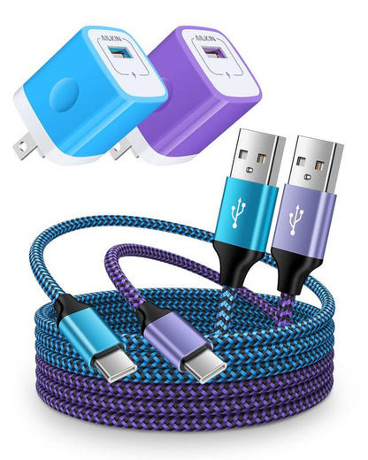 Android Charger, USB C Fast Charging for Google Pixel 9 8 7 Pro 7 6 6A 6Pro 5 5A 4 XL, Samsung Galaxy S24 S23 S22 Ultra S21+ Iphone 16 15 Pro Max, Kindle USBC Power Adapter Block +USBC Cable 3 Ft Port Durable Handy Smartphone Plastic Cord Devices