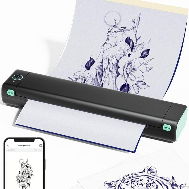 Christmas and Halloween Gift, Phomemo M08F Wireless Tattoo Transfer Stencil Printer, Thermal Copier Machine with 10Pcs Free Transfer Paper, Tattoo Printer Kit for Tattoo Artists & Beginners, Compatible with Smartphone & Pc