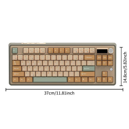 AJAZZ AK870 Wireless Mechanical Keyboard, Rechargeable 3 Modes Wireless Bluetooth-Compatible Gaming Keyboard, TFT Color Screen Gaming Keyboard