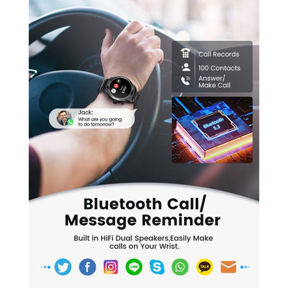 FOSMET Multifunctional Smart Watch for Men, AMOLED Display Smart Watches, Water Resistance Watch, Wearable Devices for Iphone Android Smartphone, Gift for Men