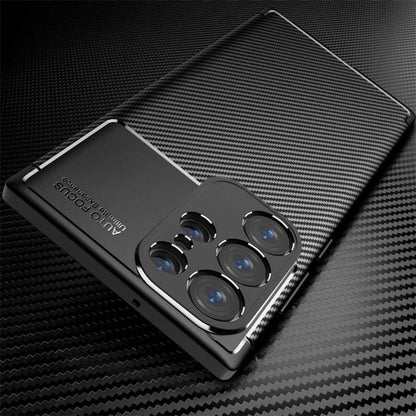 Carbon Fiber Pattern Phone Case, 1 Count Shockproof Phone Protective Cover for Samsung S24 Ultra, Phone Accessory Compatible with Samsung Galaxy S24 Ultra/S23 Ultra/S22 Ultra
