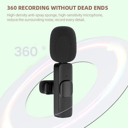 Wireless Lavalier Microphone for Iphone, Android Wireless Clip-On Microphone Professional Mic for Recording,Interview,Live Streaming,Selfie for Phones Wireless USB Wireless Microphone Portable Wireless Portable Wireless
