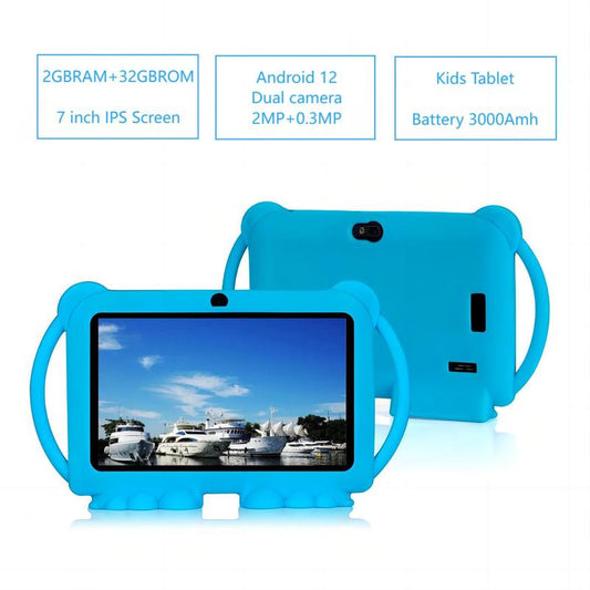 2.4G Wifi/Bt 7 Inch Android 12 Tablet, 2GB RAM & 32GB ROM IPS Screen Tablet with Shockproof Case, Parental Control Tablet, Educational Tablet for Home