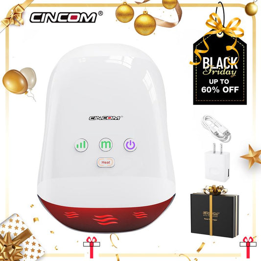 CINCOM Portable Hand Massager (WHITE), Cordless, with Comfort Heat and Gentle Massage, Adjustable Settings, Auto-Off Feature, Rechargeable, Perfect for Daily Relaxation, Ideal Gift