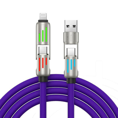 4-In-1 Multi USB Charging Cable with USB A,Type C, Lightning -MAX 240W Fast Charging & Data Sync for Iphone 16/15, Ipad Pro, Samsung & Laptops Smartphone Cellphone