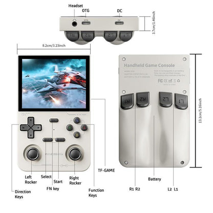 R36S Retro Video Handheld Game Console Linux System 3.5 in IPS Screen Built in 2500Mah Battery 32G+64G TF Card Preinstalled Gamess Retro Handheld