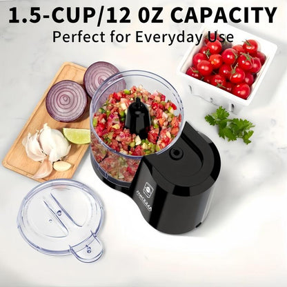1.5 Cup/12Oz Electric Food Chopper, Portable Mini One Touch Pulse Design Electric Vegetable Chopper, Kitchen Food Processor for Dicing, Chopping & Pureeing, Household Appliances