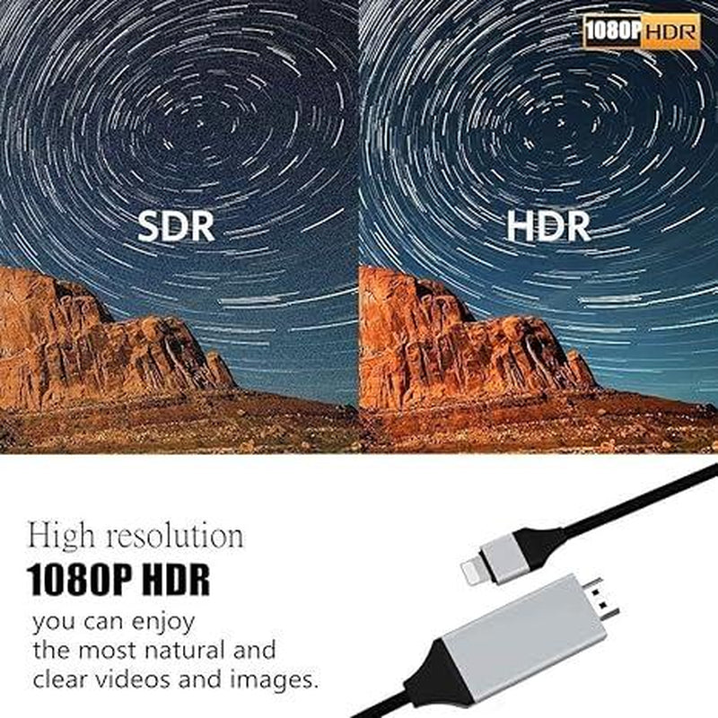 [Apple Mfi Certified] Lightning to HDMI Adapter for Phone to Tv,Compatible with Iphone,Ipad, Sync Screen Connector Directly Connect on Hdtv/Monitor/Projector NO Need Power Supply,Support IOS11.0 Cable Device