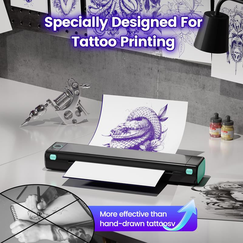 Christmas and Halloween Gift, Phomemo M08F Wireless Tattoo Transfer Stencil Printer, Thermal Copier Machine with 10Pcs Free Transfer Paper, Tattoo Printer Kit for Tattoo Artists & Beginners, Compatible with Smartphone & Pc