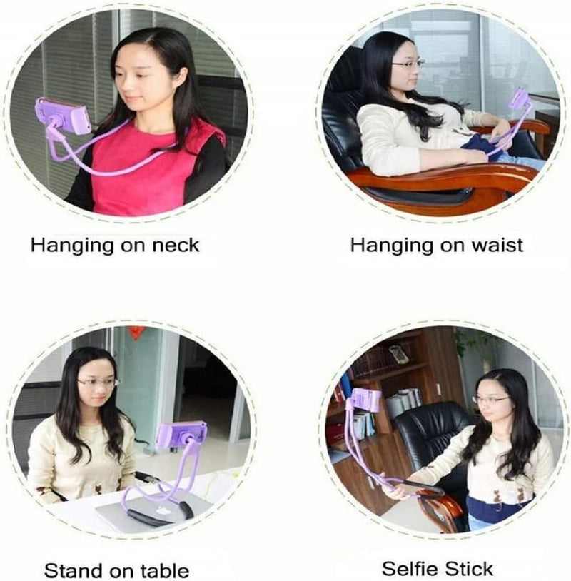 [Limited Halloween Sale] : Universal Smart Mobile Phone Stand,Hanging on Neck Cell Phone Mount Holder, Flexible Lazy Bracket DIY Free Rotating for Multiple Functions (Black) (Black)