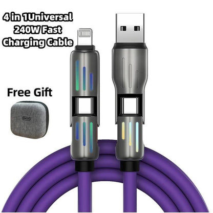 Aioneus 4 in 1 Fast Charger Cable & 4-Port 40W Fast Charger Block, Travel Charger Set, Boyfriend Gift, Christmas Gift