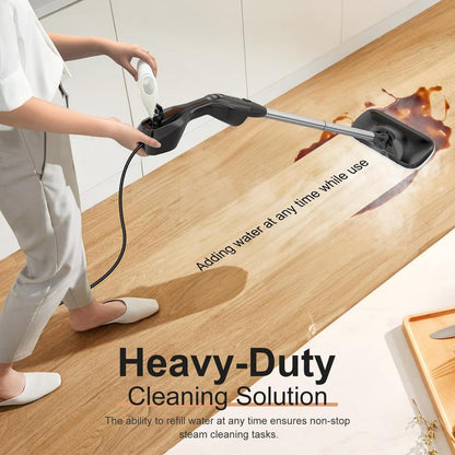 Powerful Heavy Duty Steam Mop with 17 Accessories for Deep Cleaning, Portable and Multifunction Floor Steamer, Pressurized Handheld Steam Cleaner for Hardwood, Tile, Grout and Windows