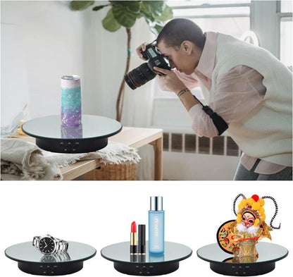 360 Degree Rotating Display Stand,360 Degree Photography Turntable with Remote Control,5 PVC Backgrounds,Battery/Usb Power Supply for Photography Product Shows 360 Photo Booth Adjustable 360-Degree Rechargeable Camera Plug Smartphone
