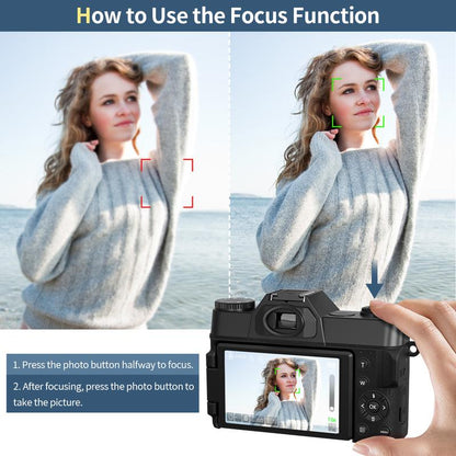 4K Digital Cameras for Photography, 56MP Affordable Vlogging Camera with Wifi, 3-Inch 180-Degree Flip Screen, 16X Digital Zoom Students Compact Camera with 52Mm Wide-Angle Lens & Macro Lens, 32G Micro SD Card, Perfect Gifts for Christmas